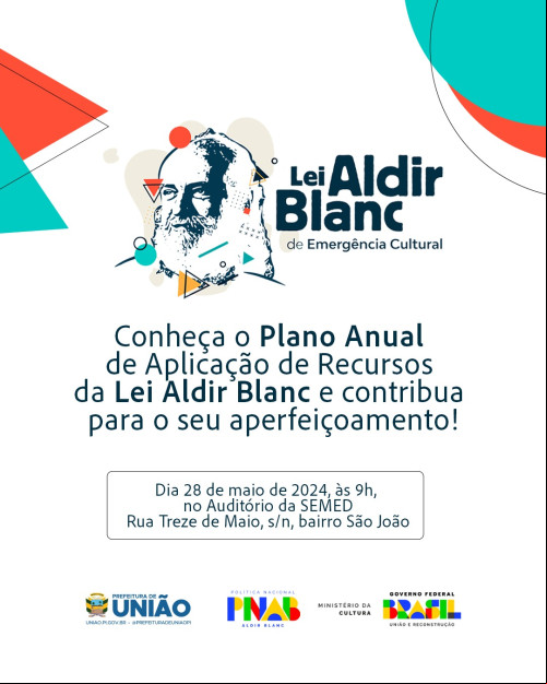 Prefeitura de União promove consulta pública sobre a Lei Aldir Blanc